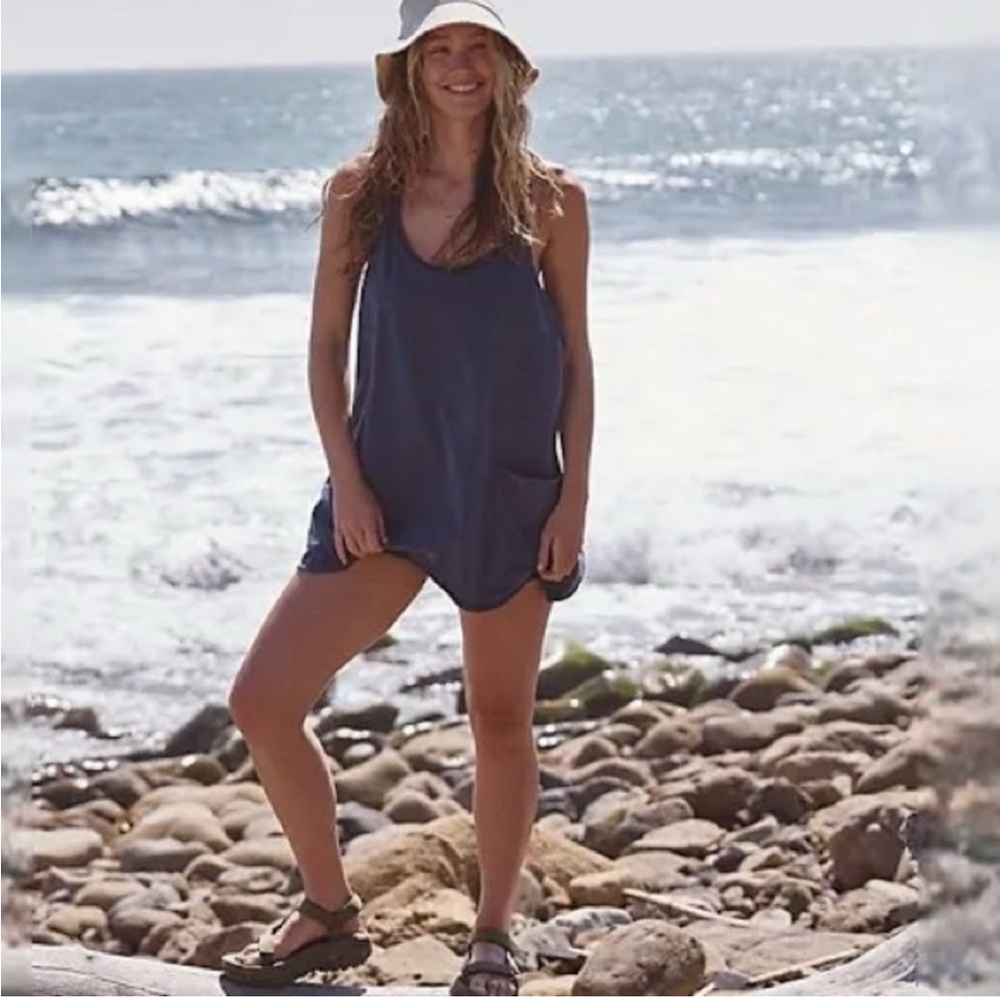 NWOT Free People Hot Shot Mini Dress in blue indigo